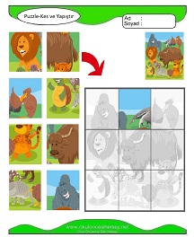 Puzzle Kes Yapıştır Çalışma Sayfaları